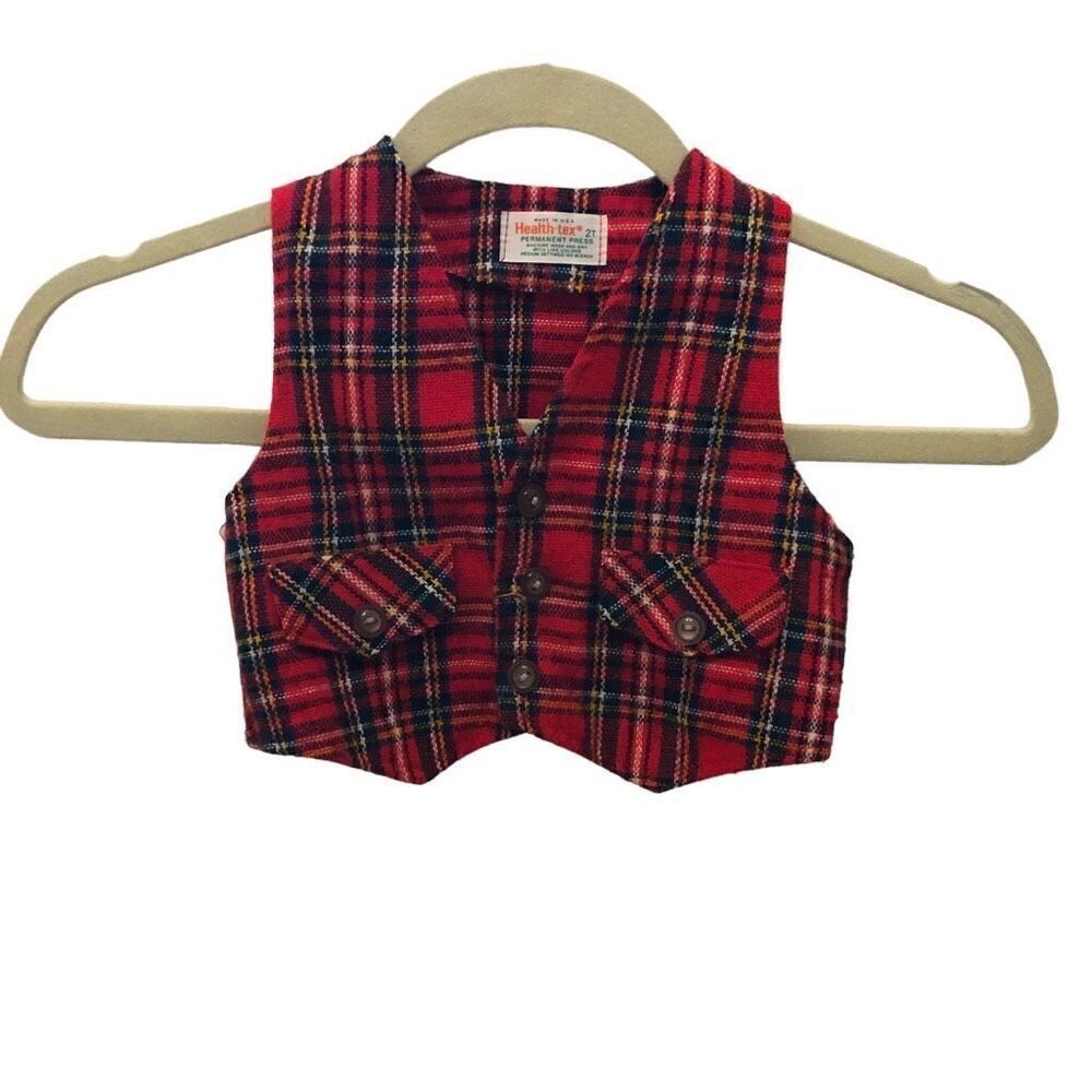 Health-Tex 2T Plaid Tartan Vest Made in the USA Vintage